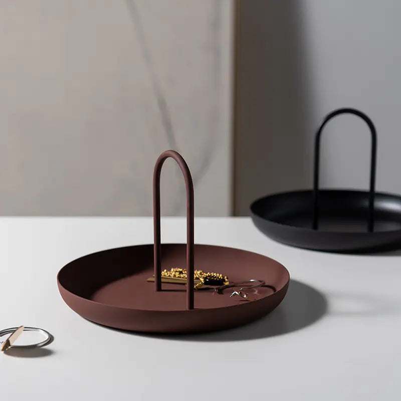 Nordic Modern Handle Tray – Round, Storage & Decor