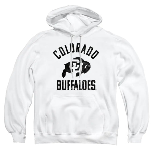 University of Colorado Buffaloes Pullover Hoodie – One-Color Logo, Unisex, White (Small)