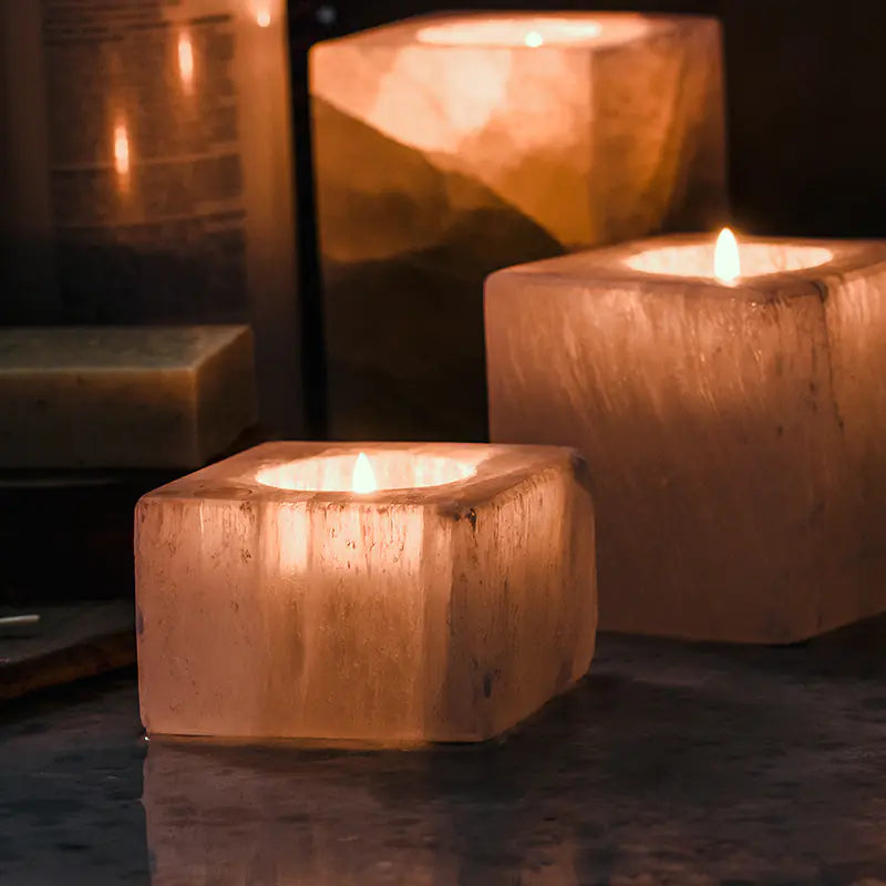Candle Holder – Aromatherapy Design with Sugar Rock Accent