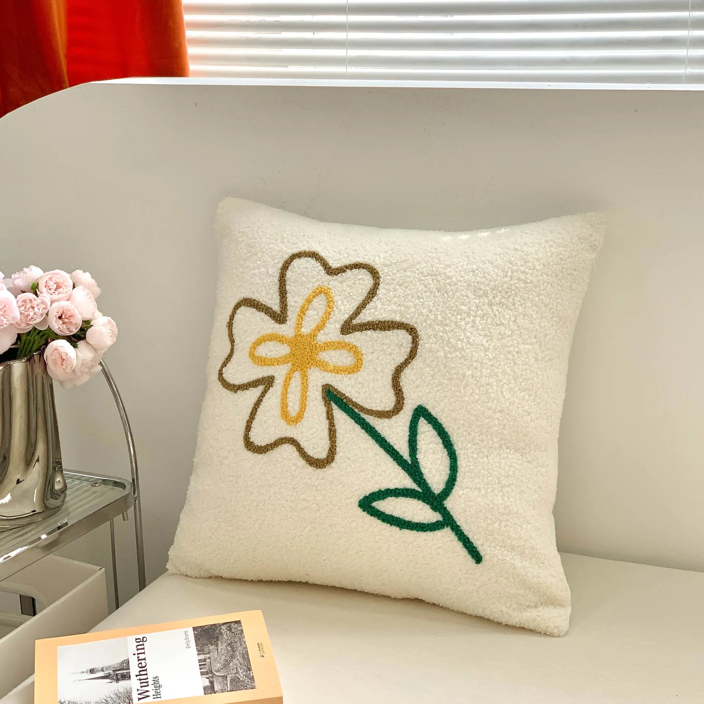 Nordic Cream Floral Embroidered Pillowcase