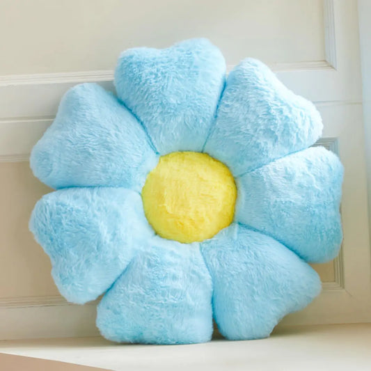 Flower-Shaped Pillow – Blue Daisy Decorative Cushion, 14.9 in