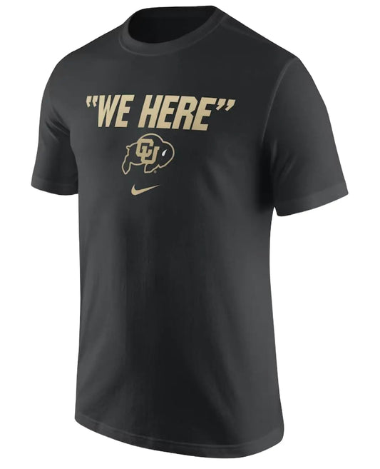 Nike Men’s Colorado Buffaloes “We Here” T-Shirt – Black (US Alpha Large)