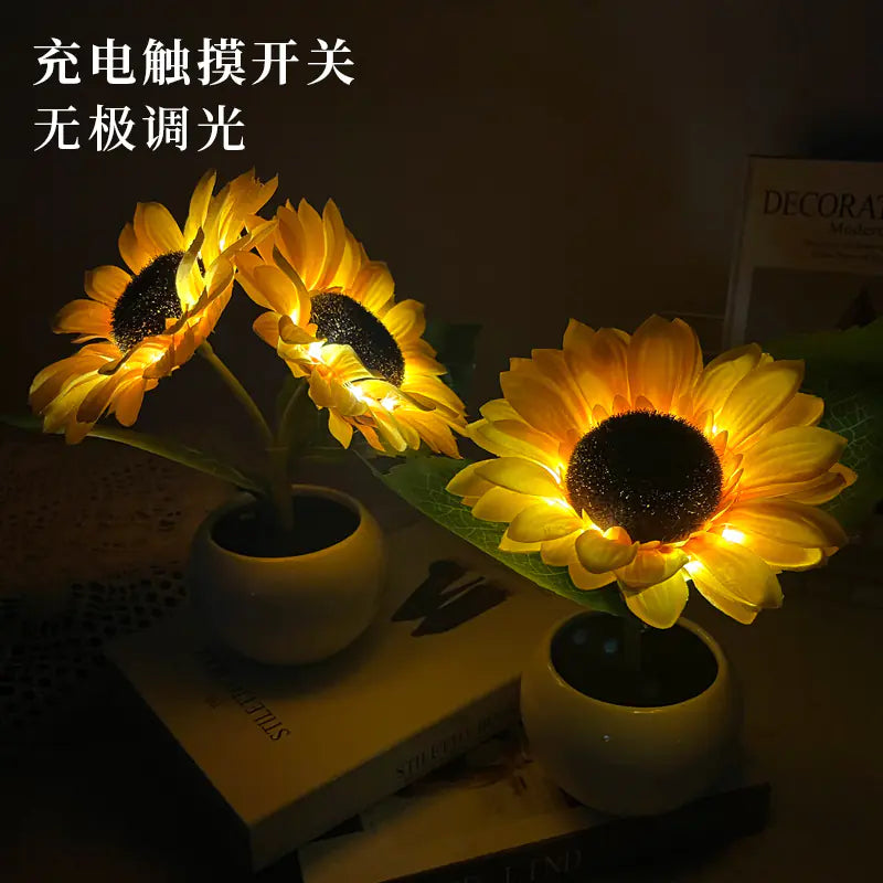 Sunflower Touch Night Light – LED Rechargeable Bouquet