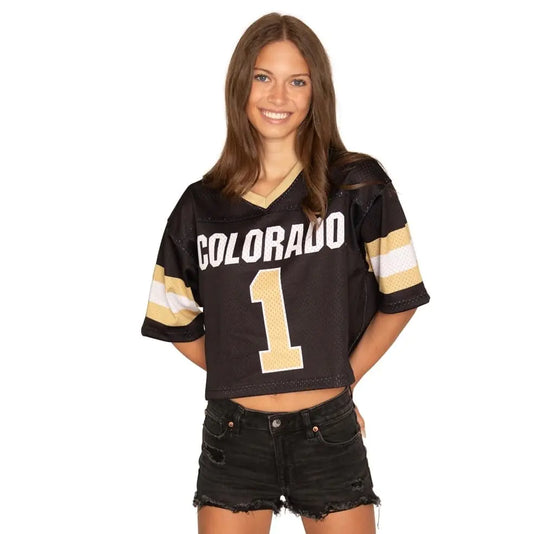 Women’s College Football Jersey Top – Black (Medium, Colorado Buffaloes)