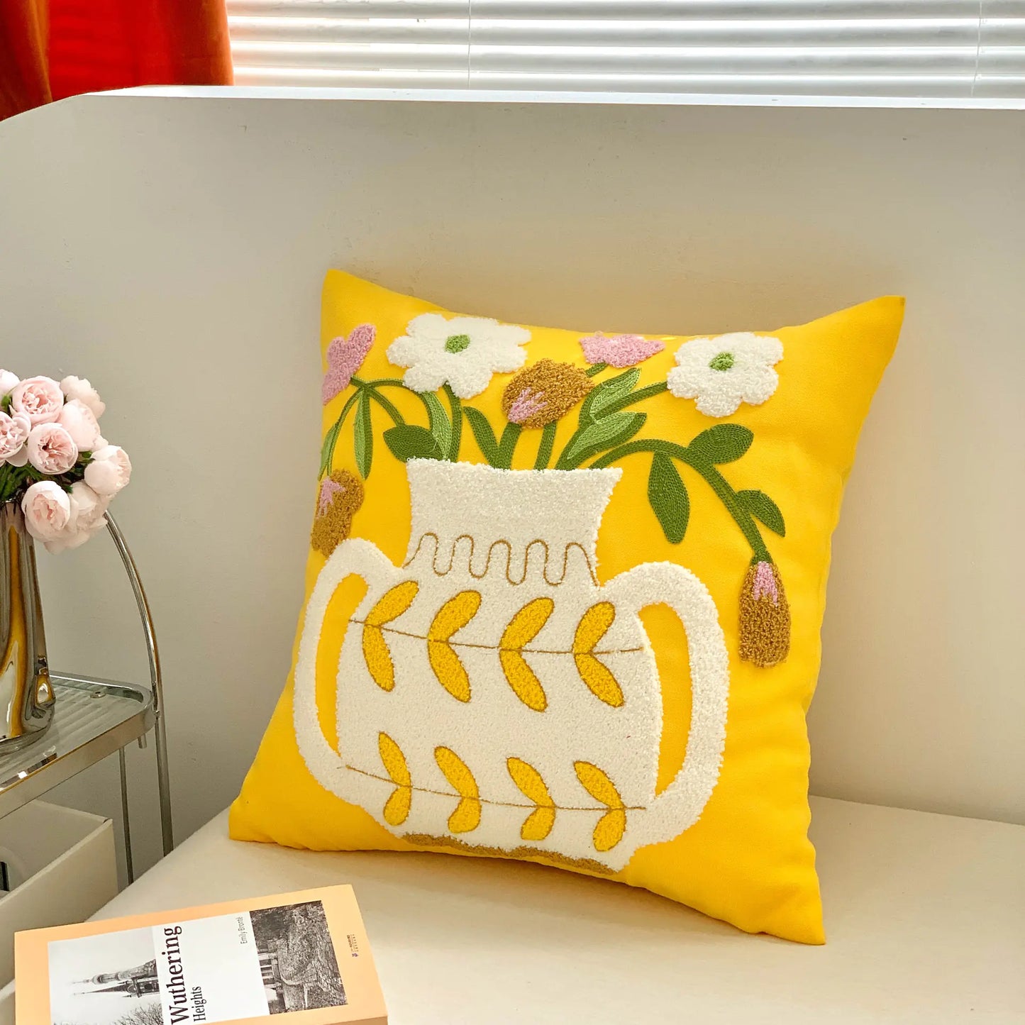 Nordic Cream Floral Embroidered Pillowcase