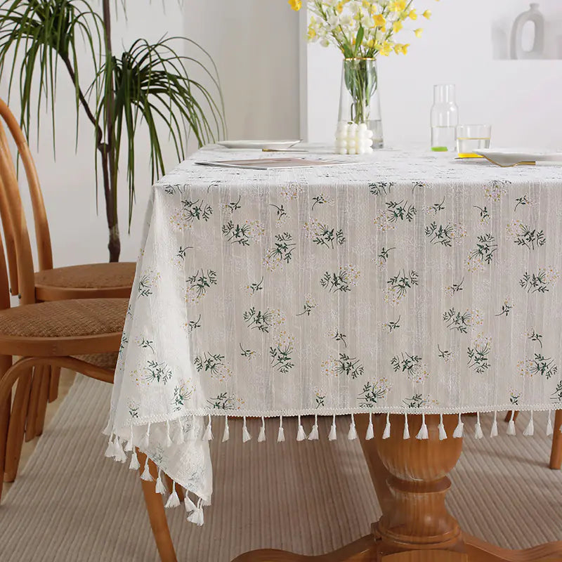 Cotton Linen Table Cover – Floral Pattern