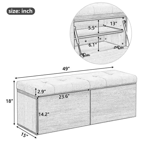 49-Inch Storage Locker Footstool – Multi-Use